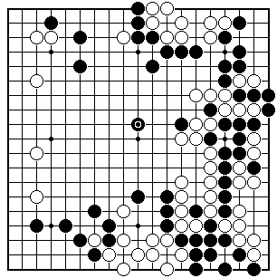Go position from the ear-reddening game on a nineteen-by-nineteen board