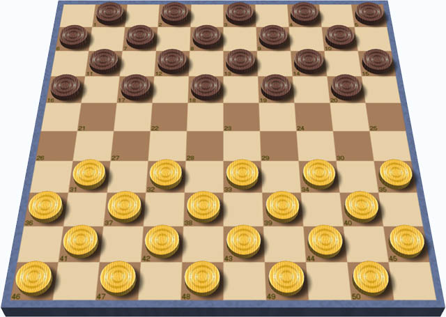 International Draughts starting position on a ten-by-ten board